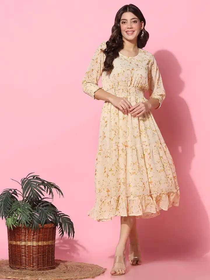 Buy Aditi Wasan Tie & Dye Smocked Fit & Flare Dress - Dresses for Women  25973128 | Myntra