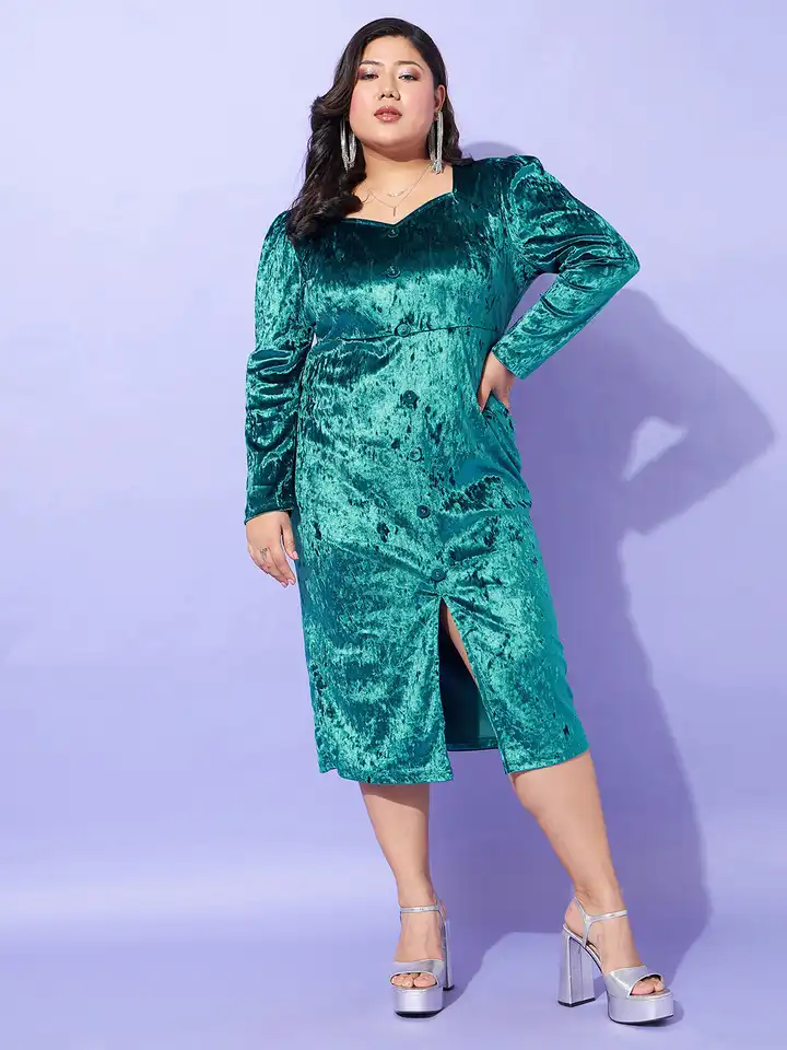 green emerald velvet dress Kayla Bodycon Dress (Green)
