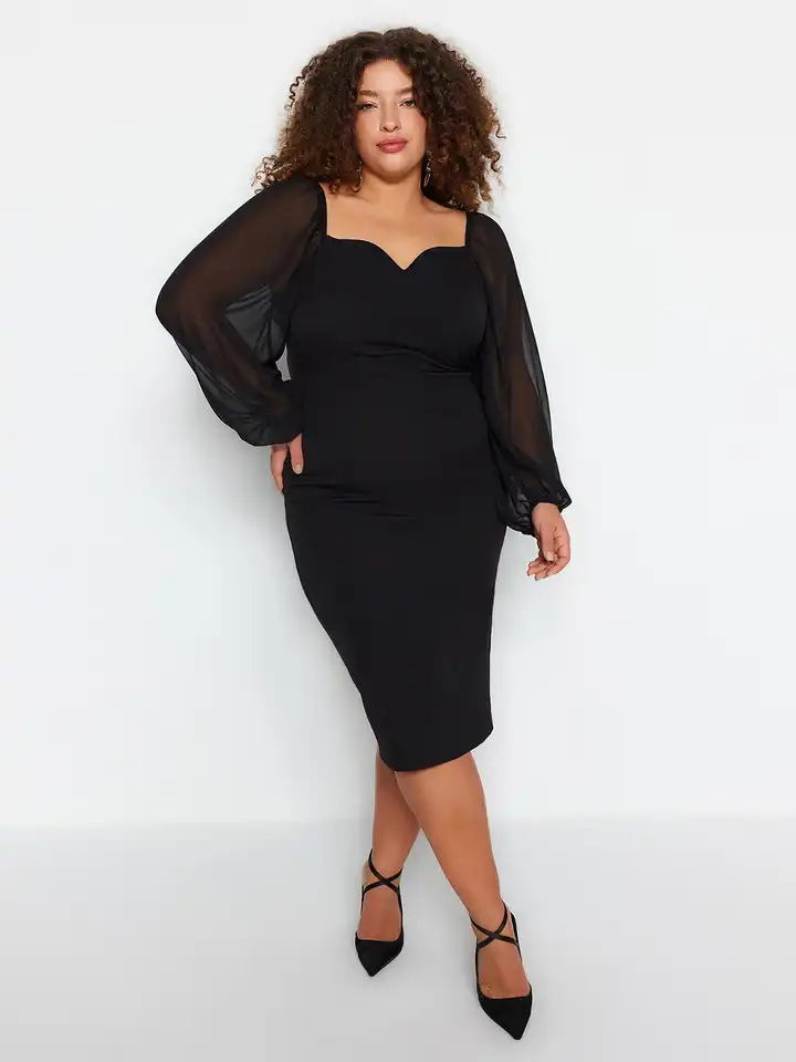 chinese dress ladies Long Sleeve Bodycon Maxi Dress in Mesh main image 1