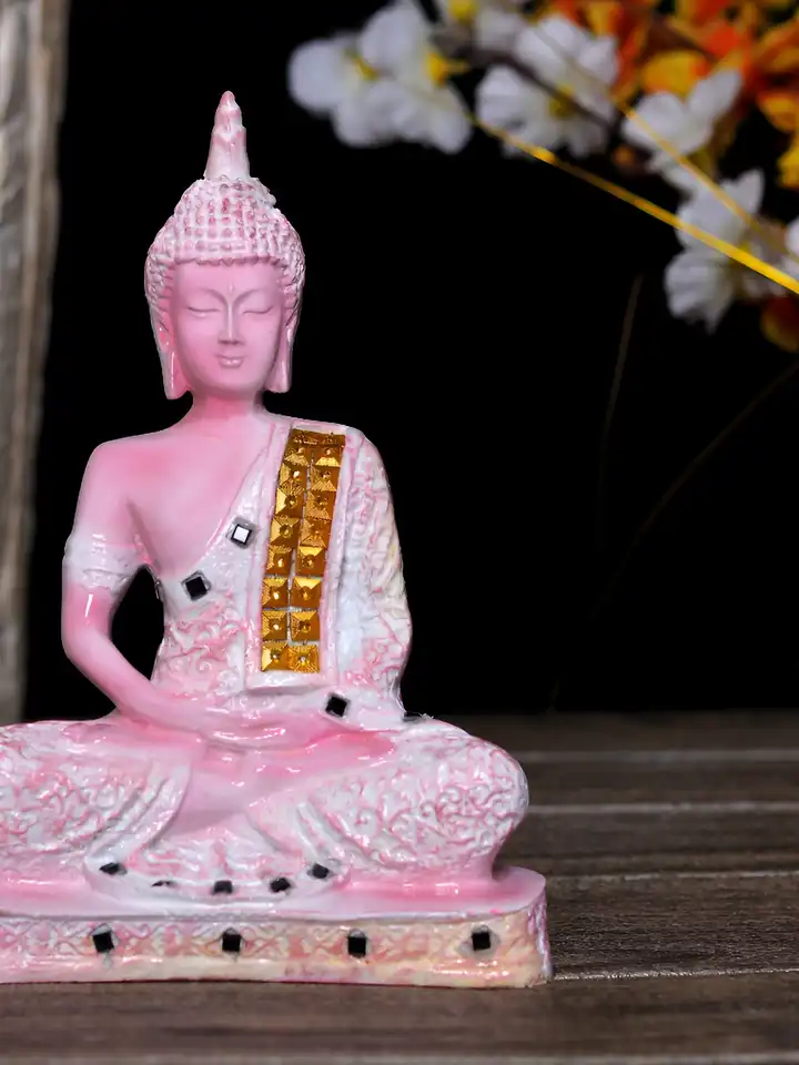 Buy GW CREATIONS Gautam Buddha Meditating Position Pink Marble