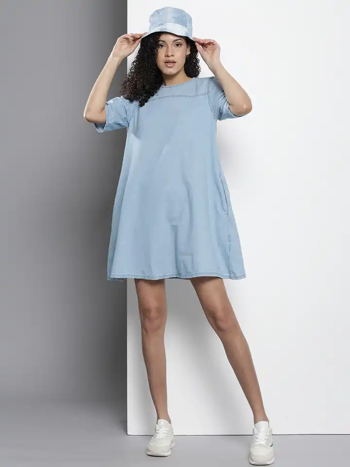 princess polly baby blue dress Emerson Fry A Line Mod Dress - Chambray