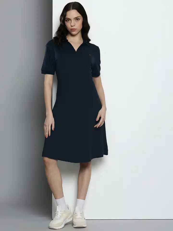 Buy Tommy Hilfiger Polo Collar Solid T-shirt Dress - Dresses for Women  26865032 | Myntra