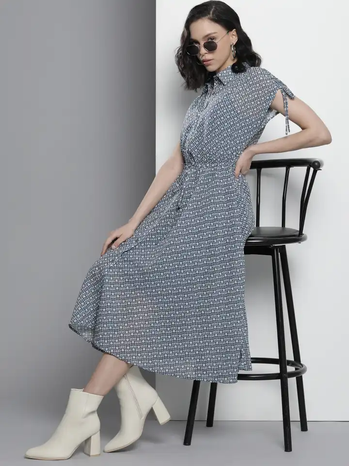 sachin and babi light blue dress tommy hilfiger corsage print chiffon midi dress 2026 Clearance