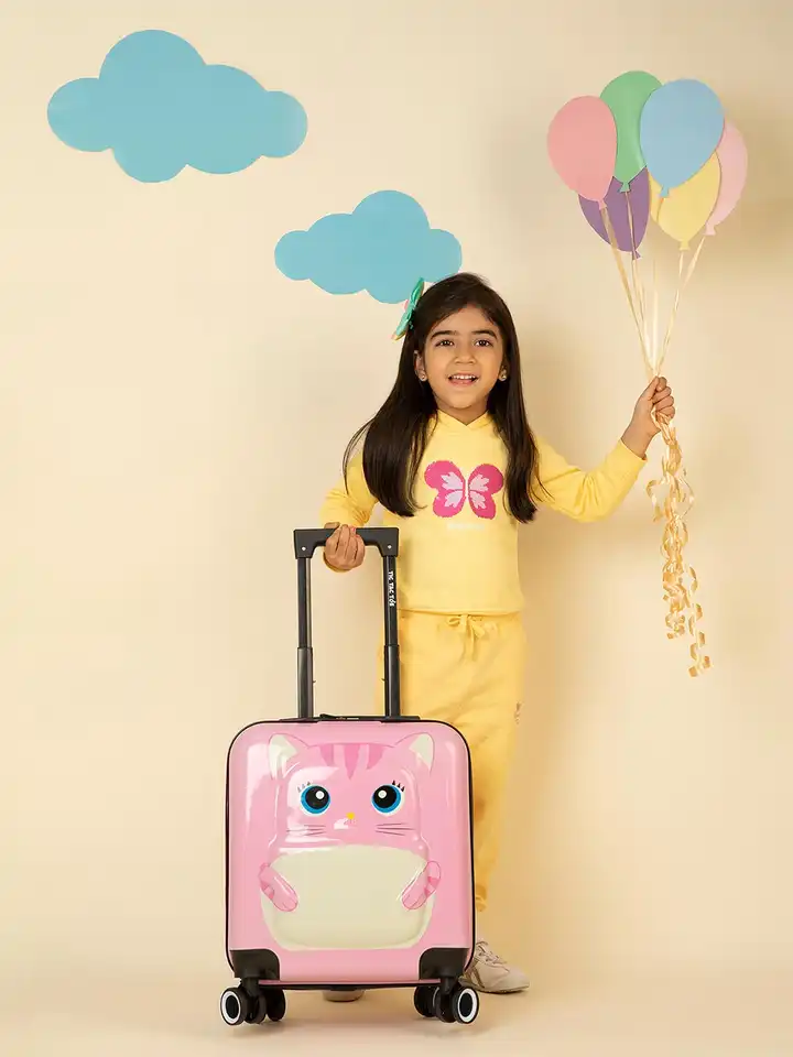Buy Nasher Miles TTT Zoo Cat Polycarbonate Cabin Pink Trolley Bag