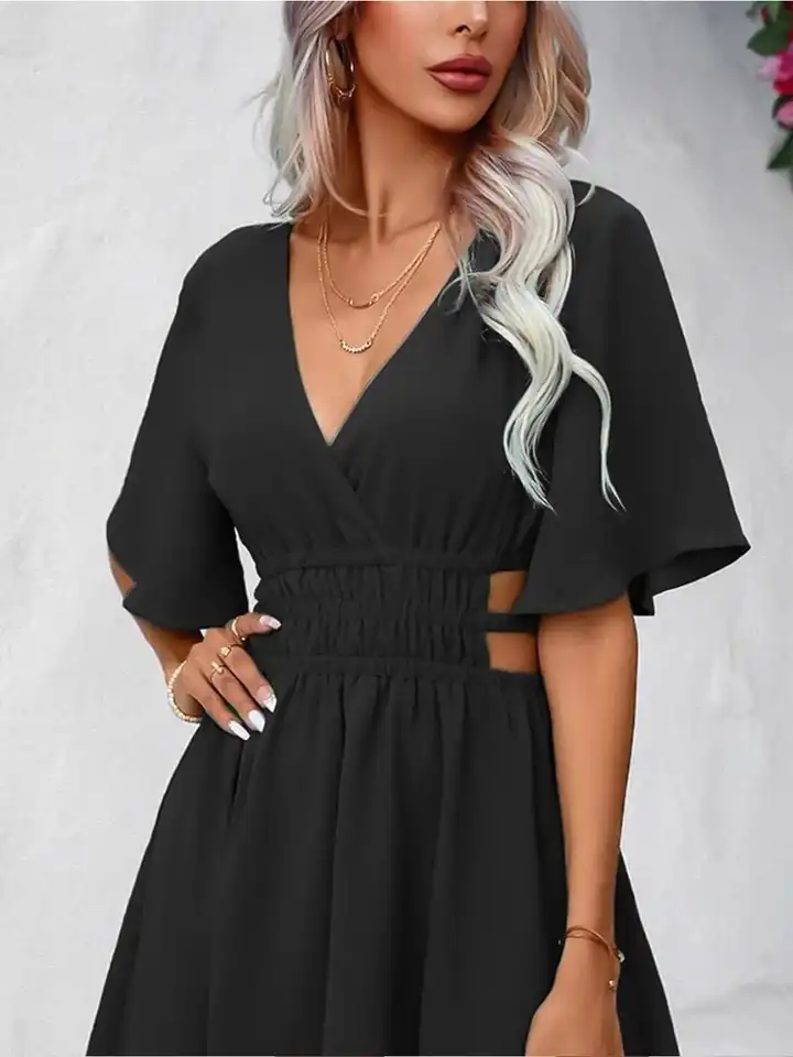 Buy RARE Black V-Neck Fit & Flare Flared Sleeve Dress - Dresses for Women 27853108 | Myntra Buy RARE Black V-Neck Fit & Flare Flared Sleeve Dress - Dresses for Women 27853108 | Myntra