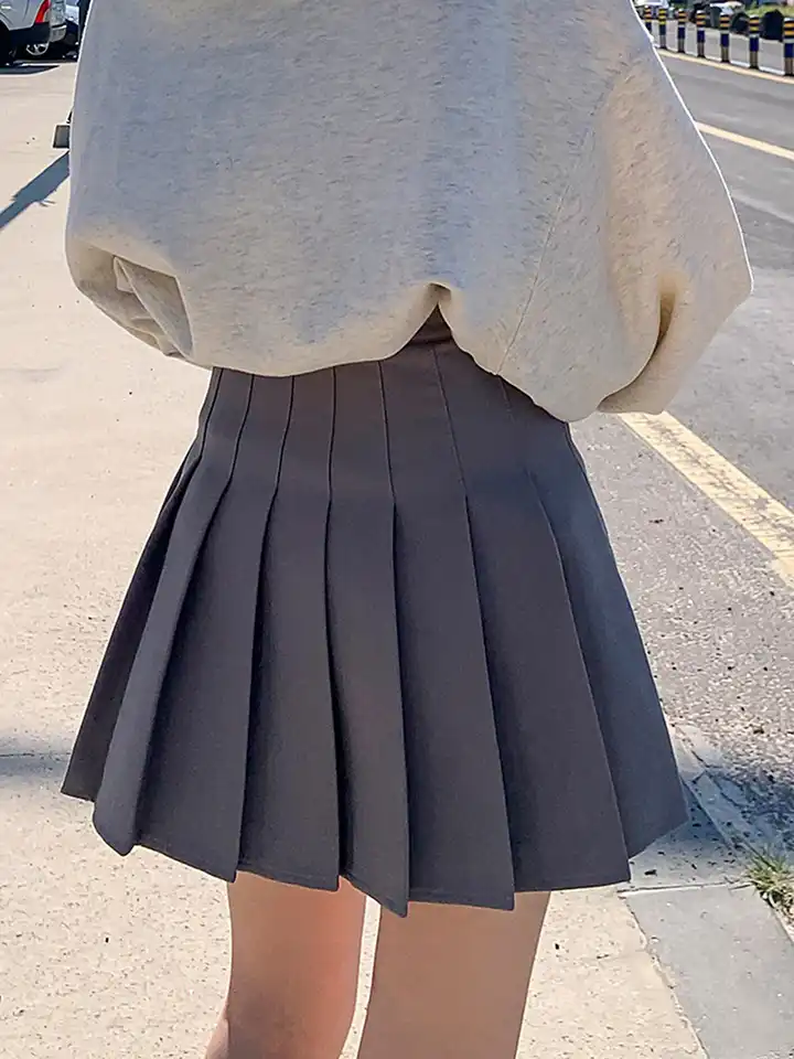 Buy LULU & SKY Side Zipper Skater Mini Pleated Flared Skirt