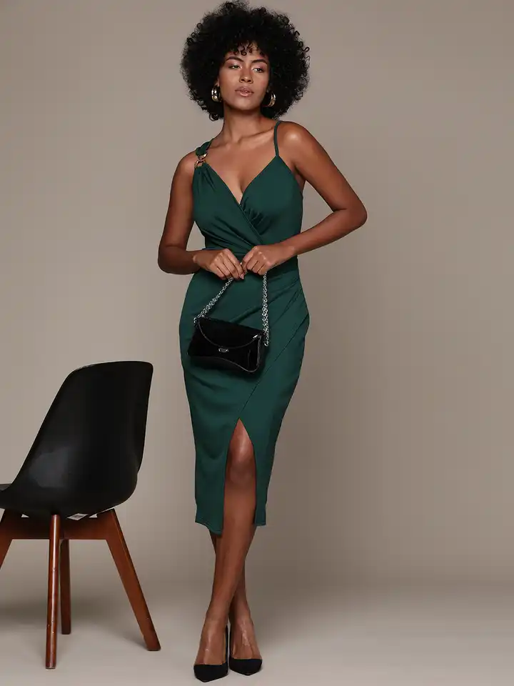 strapless open back dress Plum Wide Neck Ruched Bodycon Dress – AX Paris main image 1