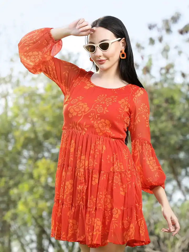 Buy plusS Round Neck Print Fit & Flare Dress - Dresses for Women 28342636 |  Myntra