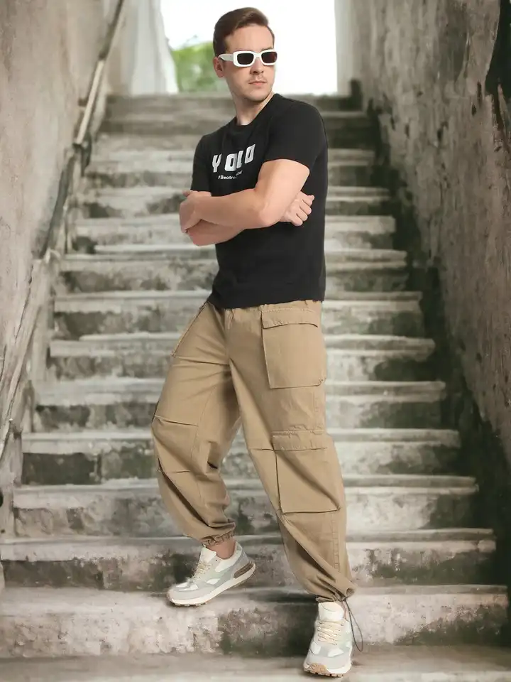 Buy Bene Kleed Men Pure Cotton Parachute fit Parachute Trousers