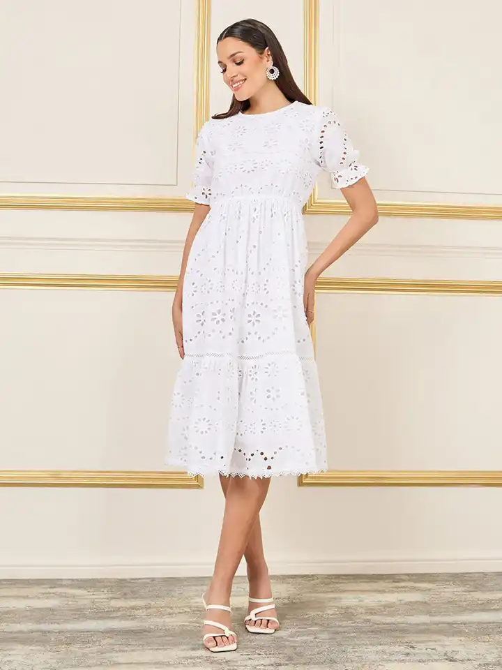 white cotton dress for women Front twisted Designed for true White by Nature Women's Cotton