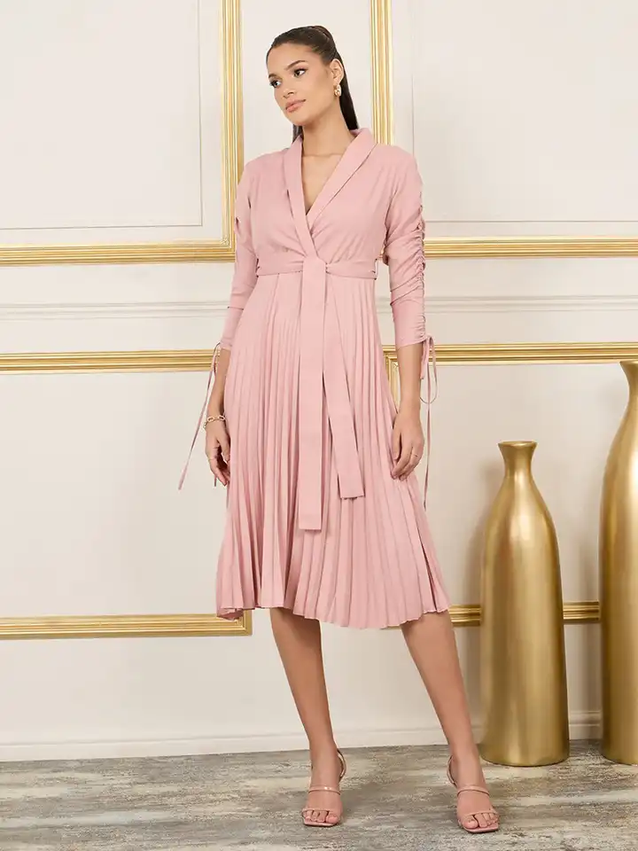 strapless open back dress Dash and Dot - HALF SLEEVE ACCORDION PLEAT SHIRT DRESS main image 1