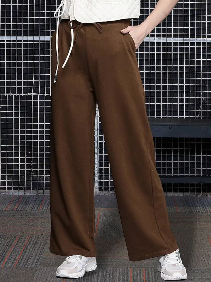 Buy SASSAFRAS Women Brown Cotton Relaxed fit Track Pants - Track