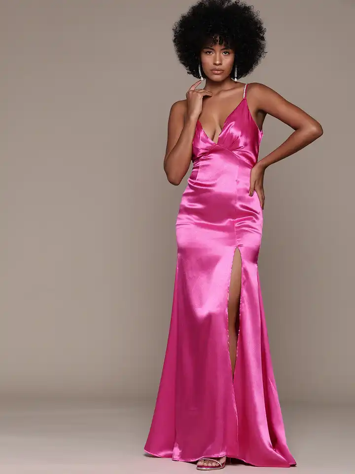 Buy bebe Future Glam Satin Finish Open Back Gown - Dresses for Women  28618900 | Myntra