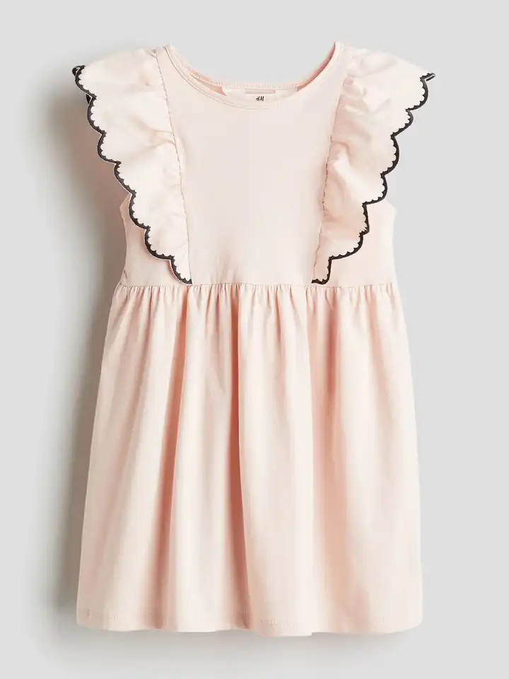 Buy H&M Girls Pure Cotton Flounce-Trimmed Jersey Dress - Dresses for Girls  28645570 | Myntra