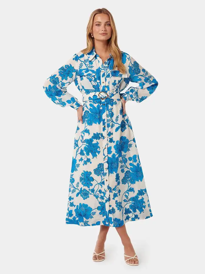 Buy Forever New Floral Printed Shirt Collar Flared Midi Shirt Dress -  Dresses for Women 28733512 | Myntra