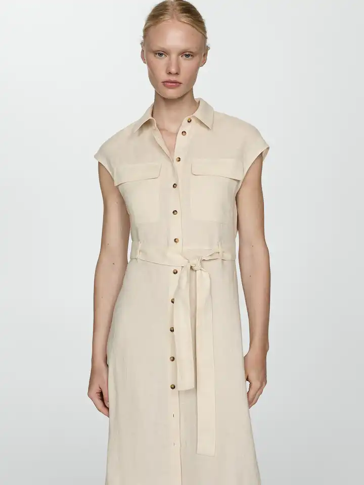 chinese dress ladies 100% linen shirty dress