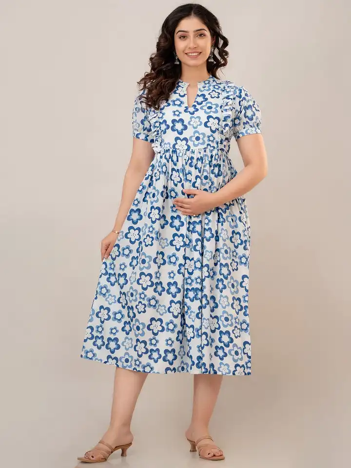 Buy CELEBRAVO Floral Printed Pure Cotton Fit & Flare Maternity & Feeding  Dress - Ethnic Dresses for Women 28899012 | Myntra