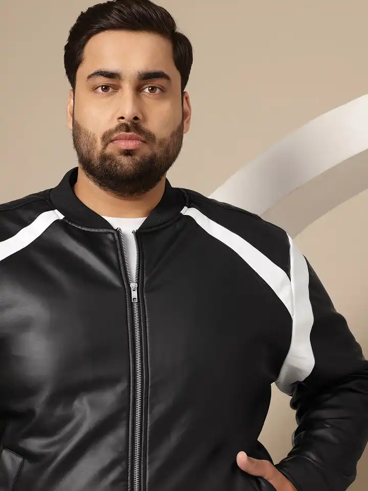 Buy Sztori Plus-Size Faux Leather Bomber Jacket - Jackets for Men
