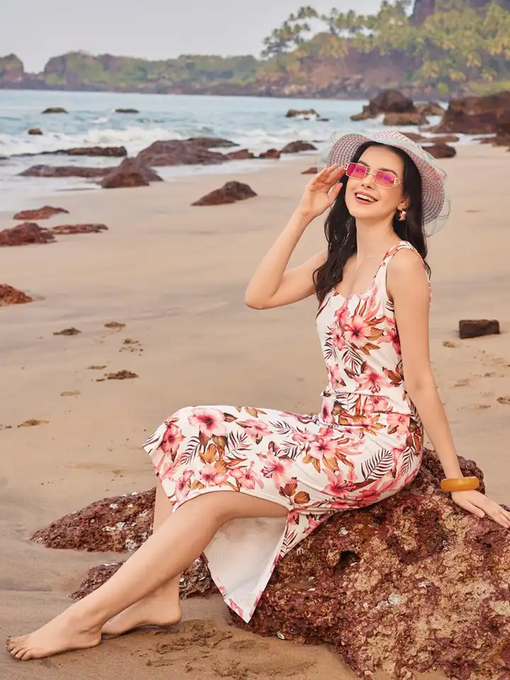 princess polly baby blue dress Hiccup Floral Print Collar Circle Bodycon Maxi Dress- Trendyol