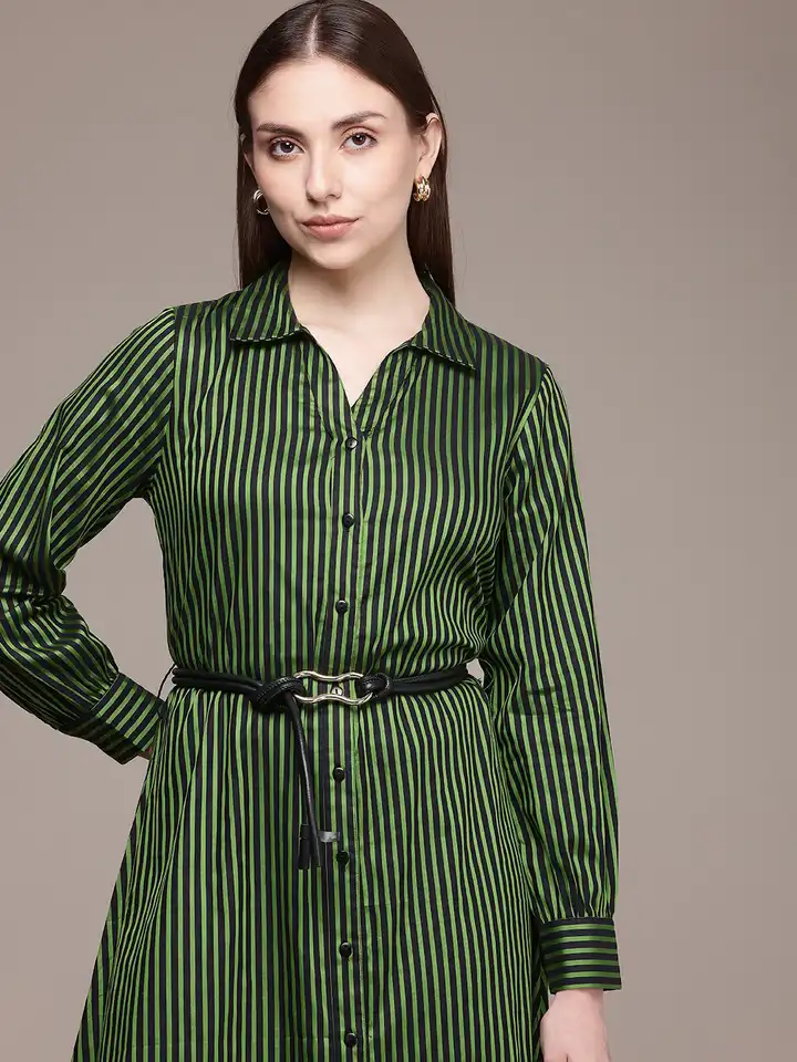 green emerald velvet dress Floral Printed Short Sleeve Shirt Dress Khaki Green/White