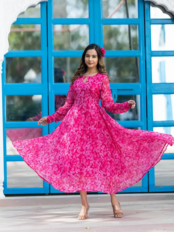 Buy ASPORA Floral Print Georgette Maxi Dress - Dresses for Women 29485732 |  Myntra