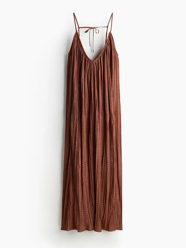 strapless open back dress Whisper to Me Sheer Floral Lace Pleated Maxi Dress, Cream / L main image 0