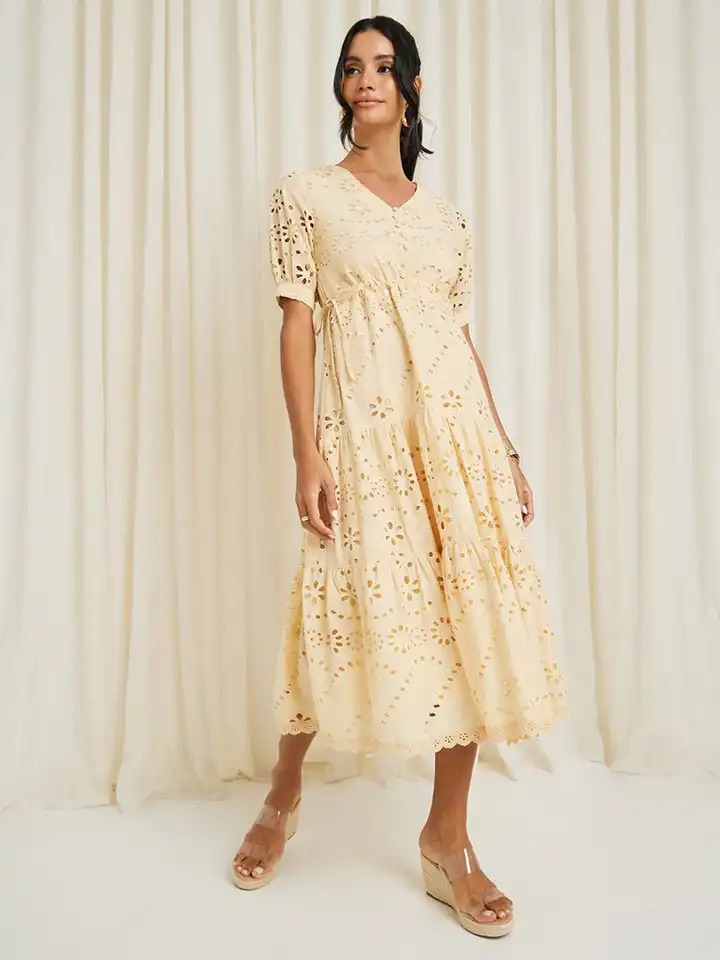 chinese dress ladies 100% Linen A-Line Drawstring Waist Midi Dress Dixie, Pastel Pink / S main image 0