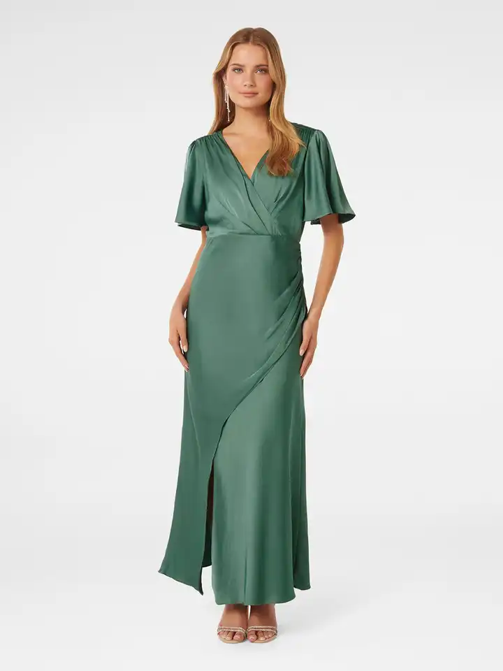 Buy Forever New Flared Sleeve Satin Maxi Dress - Dresses for Women 29669382  | Myntra