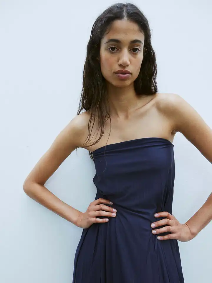 strapless open back dress Sienna Dress | Ribbed Halter Maxi with Ruffled Hem