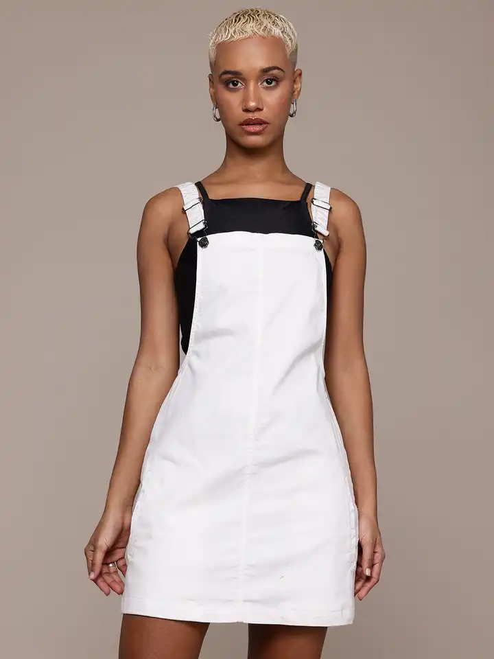 white christmas dresses Anna-Kaci Women's Casual Adjustable Strap Short Denim Pinafore Bib Ove main image 1