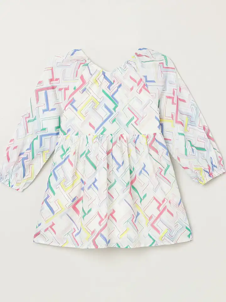 Buy Tommy Hilfiger Girls Geometeric Print Puff Sleeve A-Line Dress - Dresses  for Girls 29959467 | Myntra