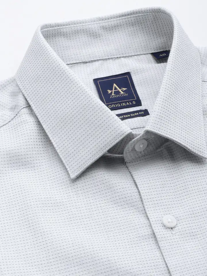 Buy Arrow Pure Cotton Manhattan Slim Fit Textured Opaque Formal Shirt -  Shirts for Men 29975942 | Myntra