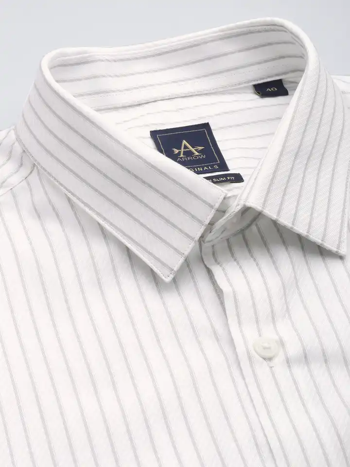 slim fit dress slacks Slim-Fit Spread Collar Dress Shirt in White Poplin main image 1