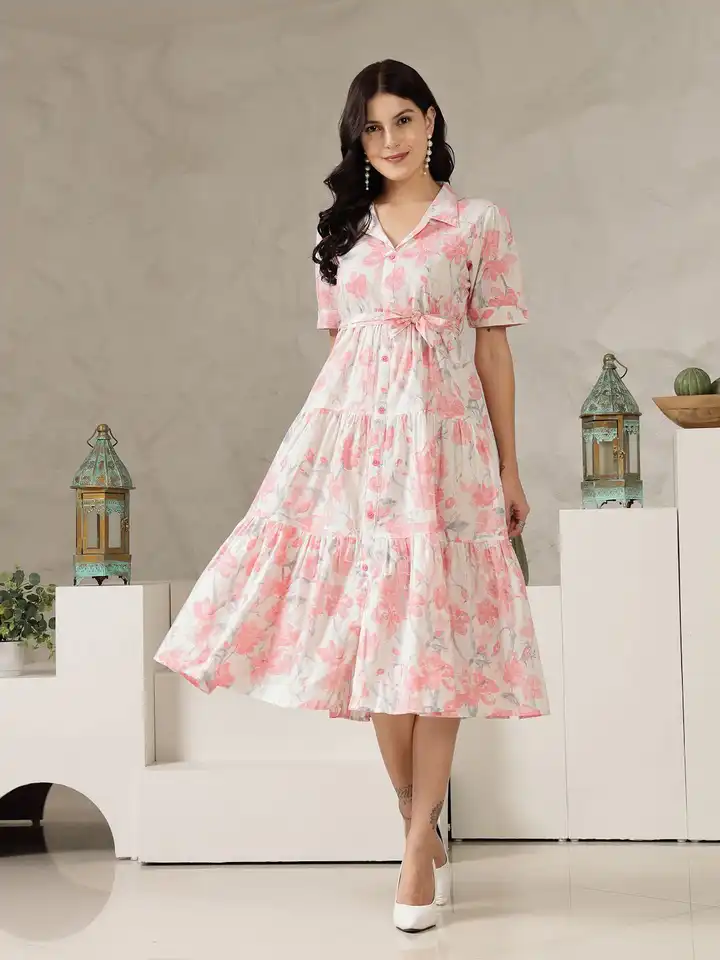 Buy Stylum Floral Print Fit & Flare Midi Dress - Dresses for Women 29997696  | Myntra