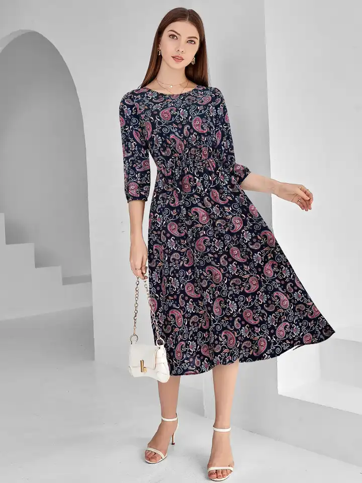 Buy BAESD Paisley Print Fit & Flared Western Dress - Dresses for Women  30009958 | Myntra