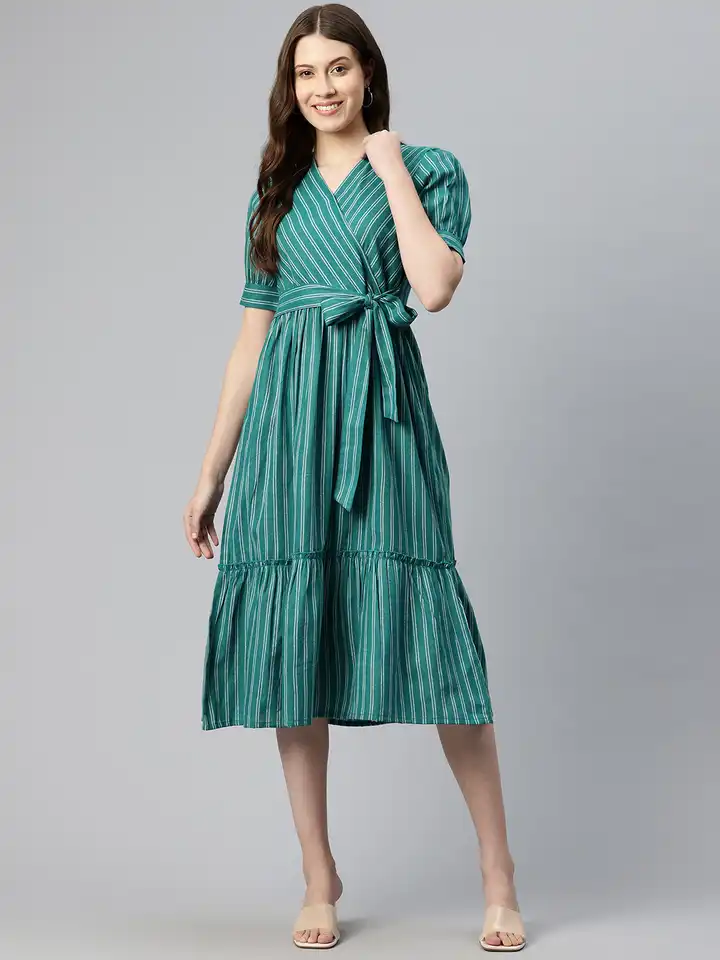 slim fit dress slacks Fit & Flare Cotton Eyelet Trim Maxi Dress