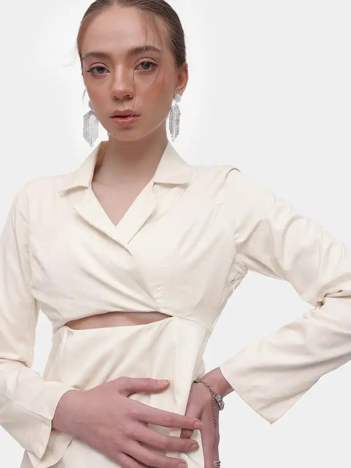 Buy French Connection Lapel Collar Cut-Outs A-Line Mini Dress - Dresses for  Women 30036718 | Myntra