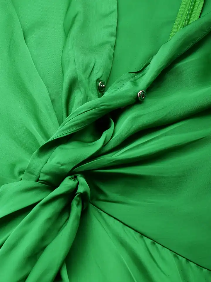 green emerald velvet dress Aspen Linen Blend Halterneck Midi Dress main image 0