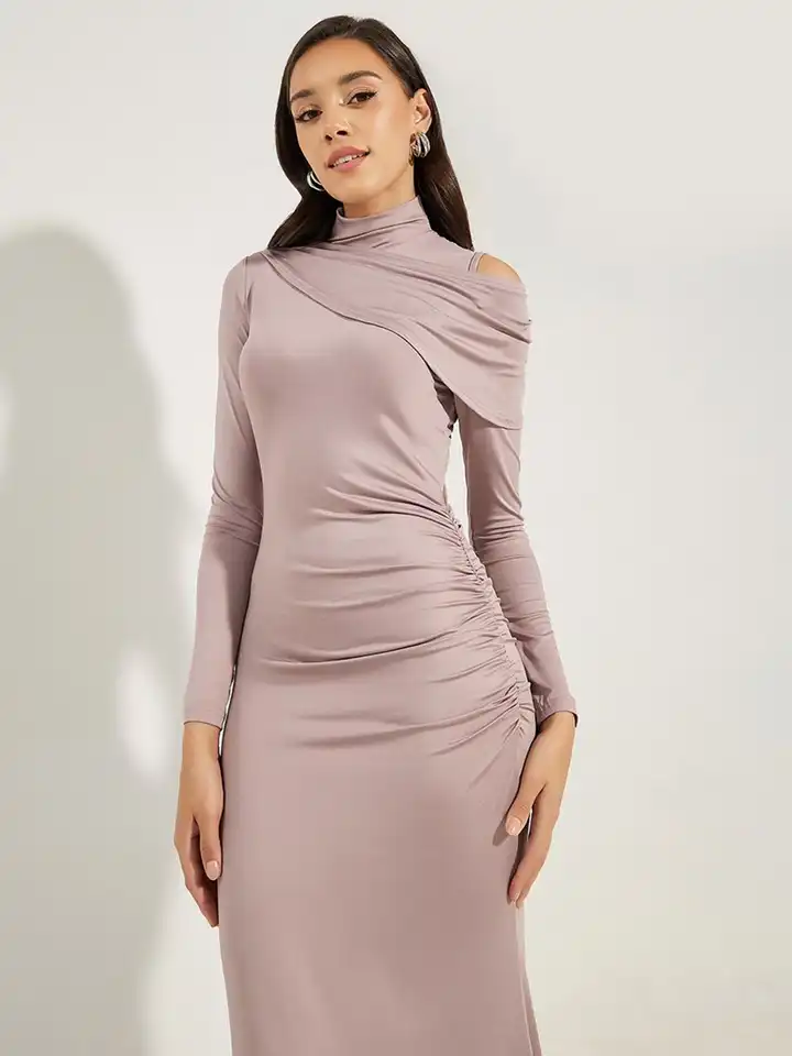 Buy Styli Women Cut Out Detail High Neck Draped Maxi Dress - Dresses for  Women 30041173 | Myntra