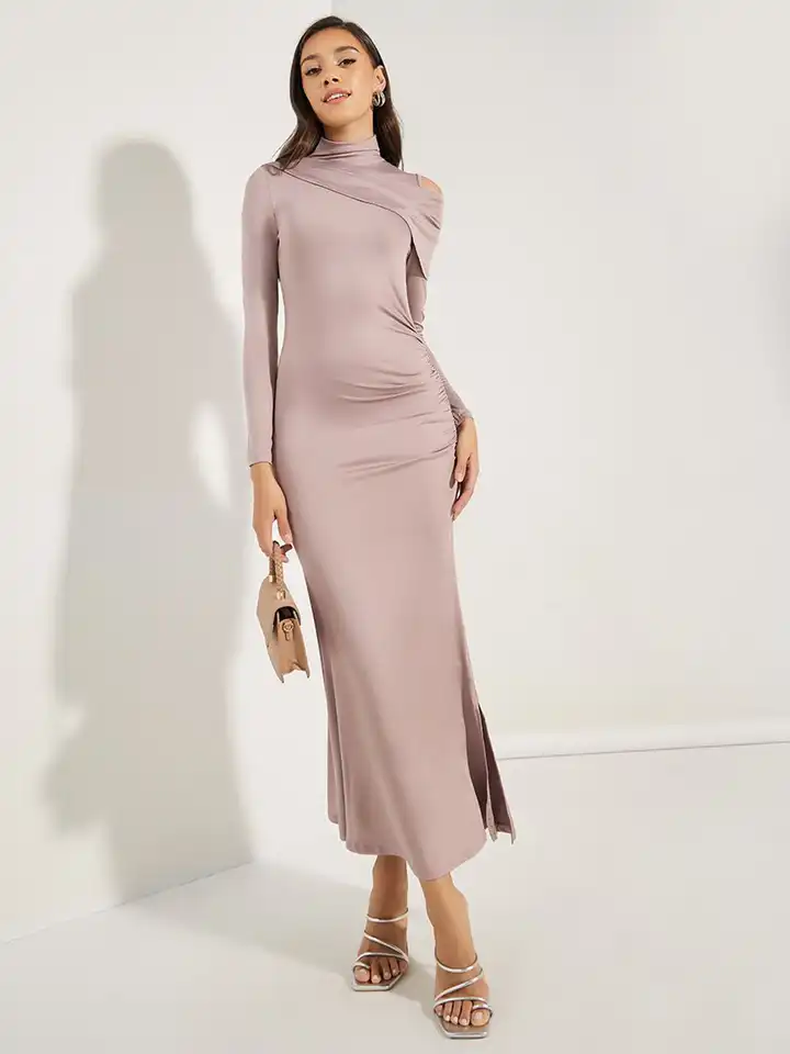 Buy Styli Women Cut Out Detail High Neck Draped Maxi Dress - Dresses for  Women 30041173 | Myntra