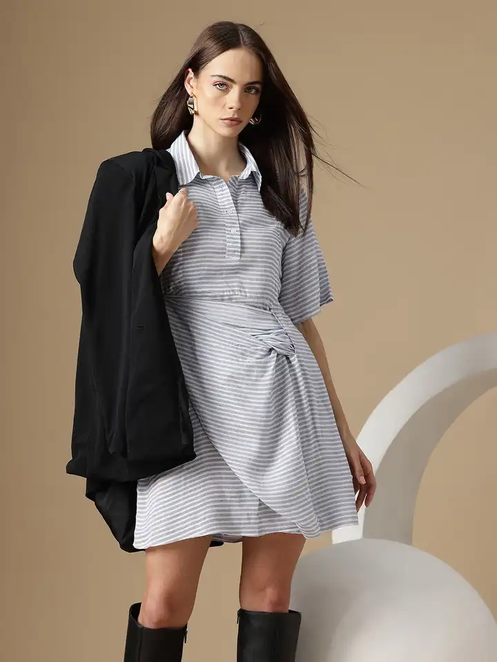 chinese dress ladies Women's Payton A-Line Short Sleeved Cotton Mini Dress Xs/S/M/L Grey Mean Blvd Customize / Grey