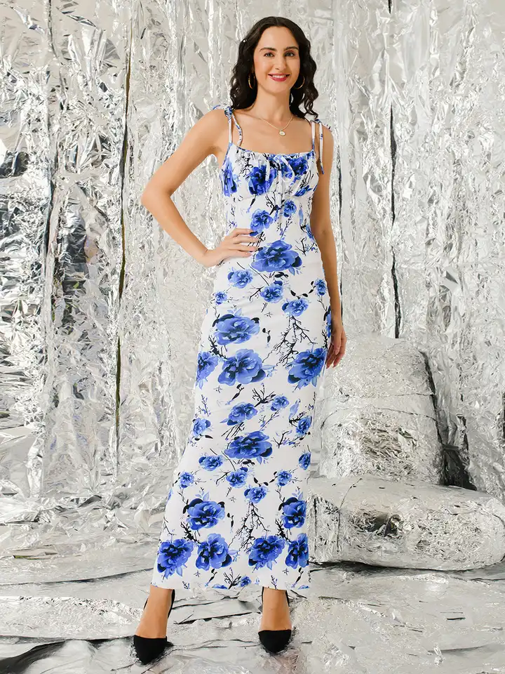 chinese dress ladies Off the Shoulder Aqua Sheath Maxi Dress with Open Back – FancyVestido