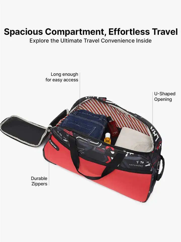 Buy uppercase JFK 52 Printed Large Reversible Duffel Bag 46L