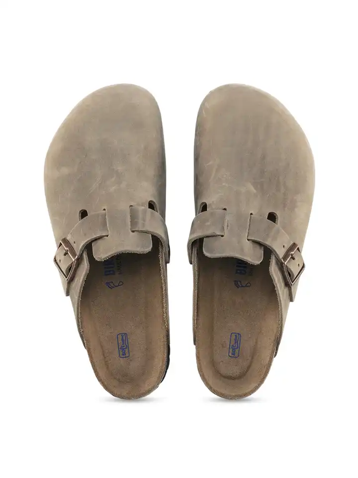 Buy Birkenstock Unisex Boston Soft Footbed Natural Leather Narrow