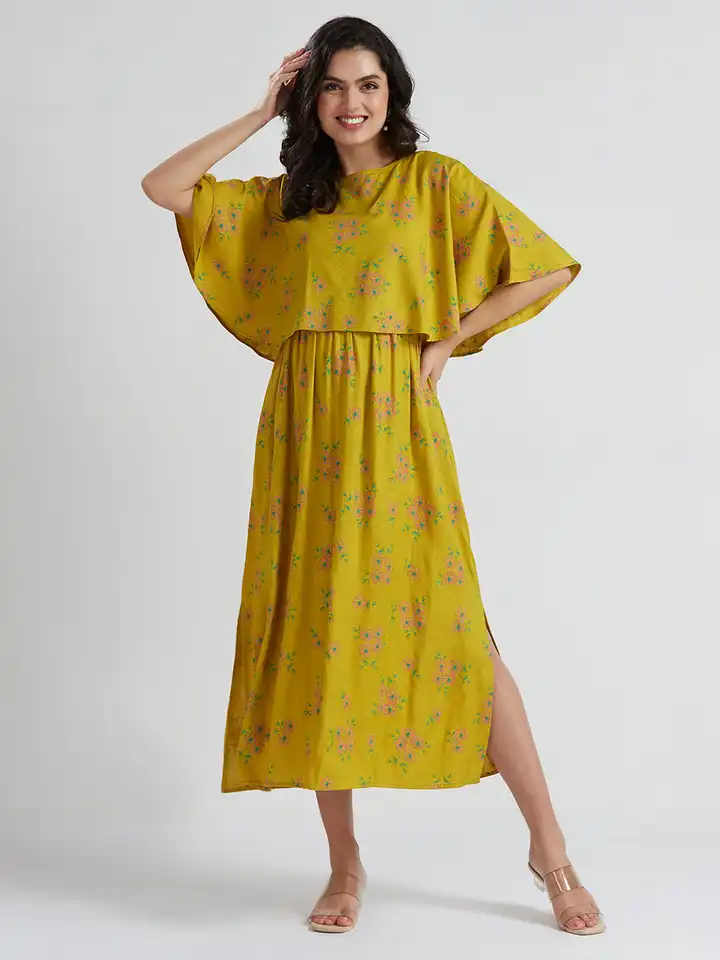 fitted lace wedding dress Stylish Picoting Maternity & Feeding Maxi Dress – Red Cherry Blossom F–  Mangai Nighties main image 1