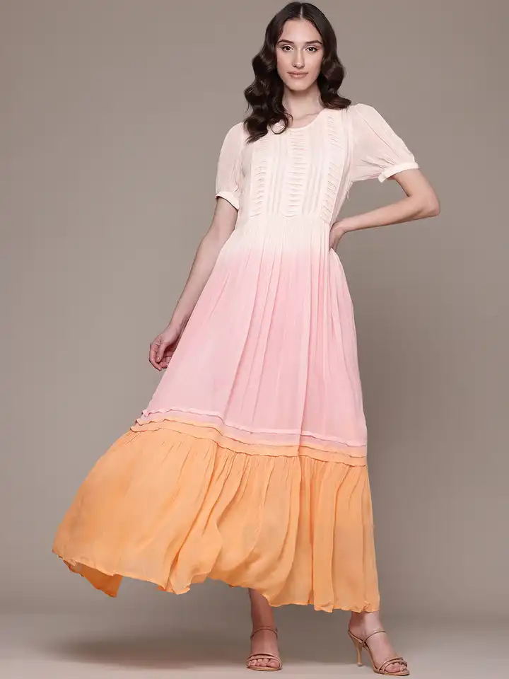 open lace back dress RI Ritu Kumar Fuchsia & Orange Embroidered Anarkali Suit Set  Saris and  Things