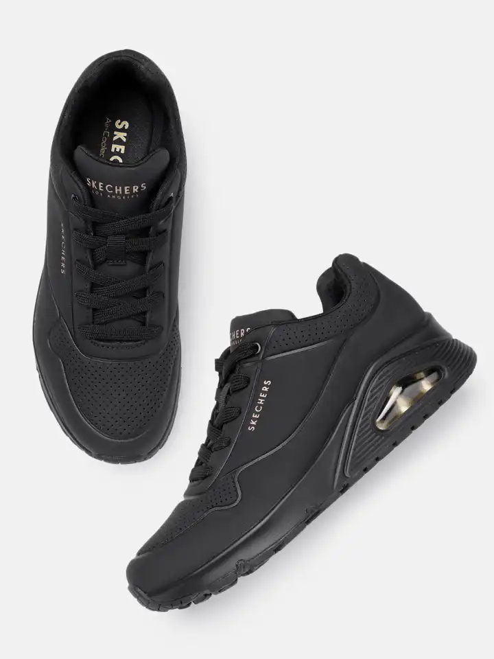 skechers uno trainers ladies black