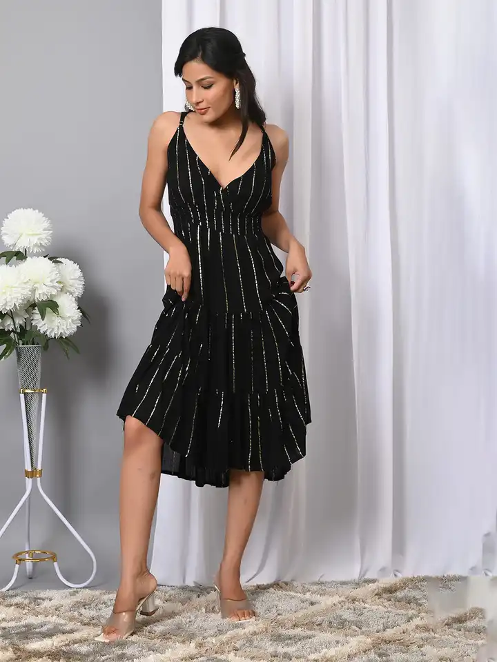 Buy IQRAAR V Neck Fit & Flared Western Wear Dress - Dresses for Women  30929248 | Myntra