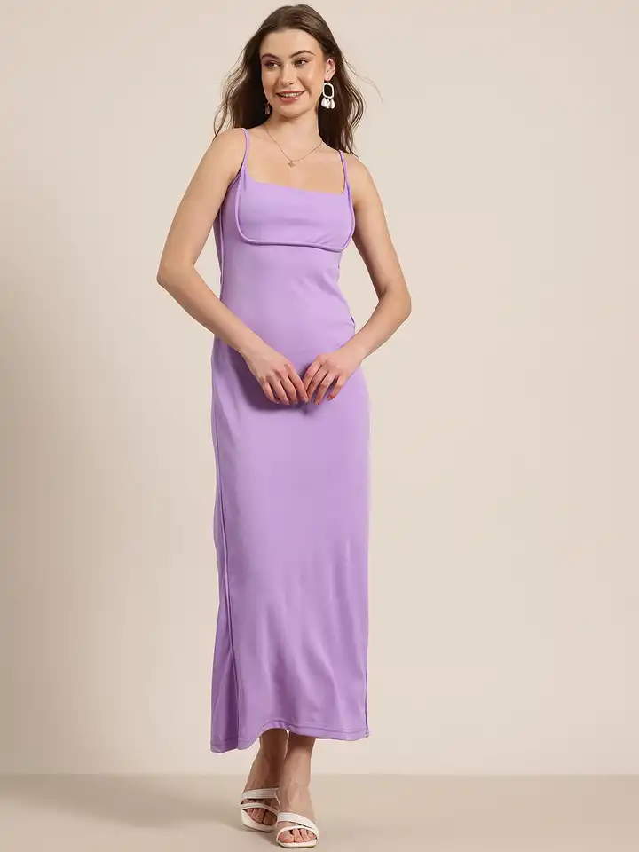 Buy HERE&NOW Ribbed Shoulder Straps Bodycon Maxi Dress - Dresses for Women  31069587 | Myntra