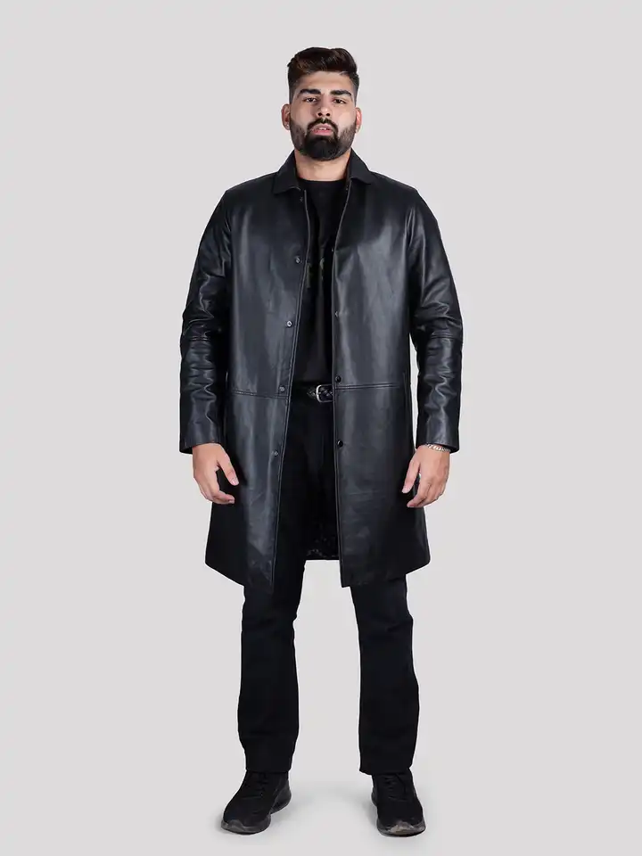 Buy HUE & HIDE Men Genuine Longline Leather Jacket - Jackets for